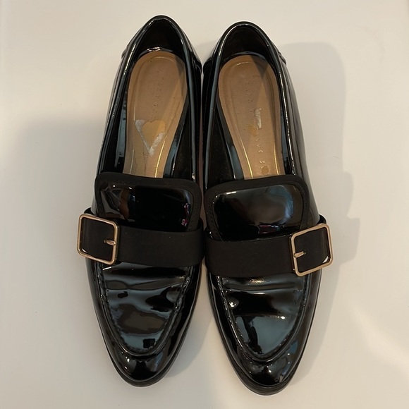 Zara Trafaluc Black Gold Buckle Slip On Loafers - Picture 6 of 8